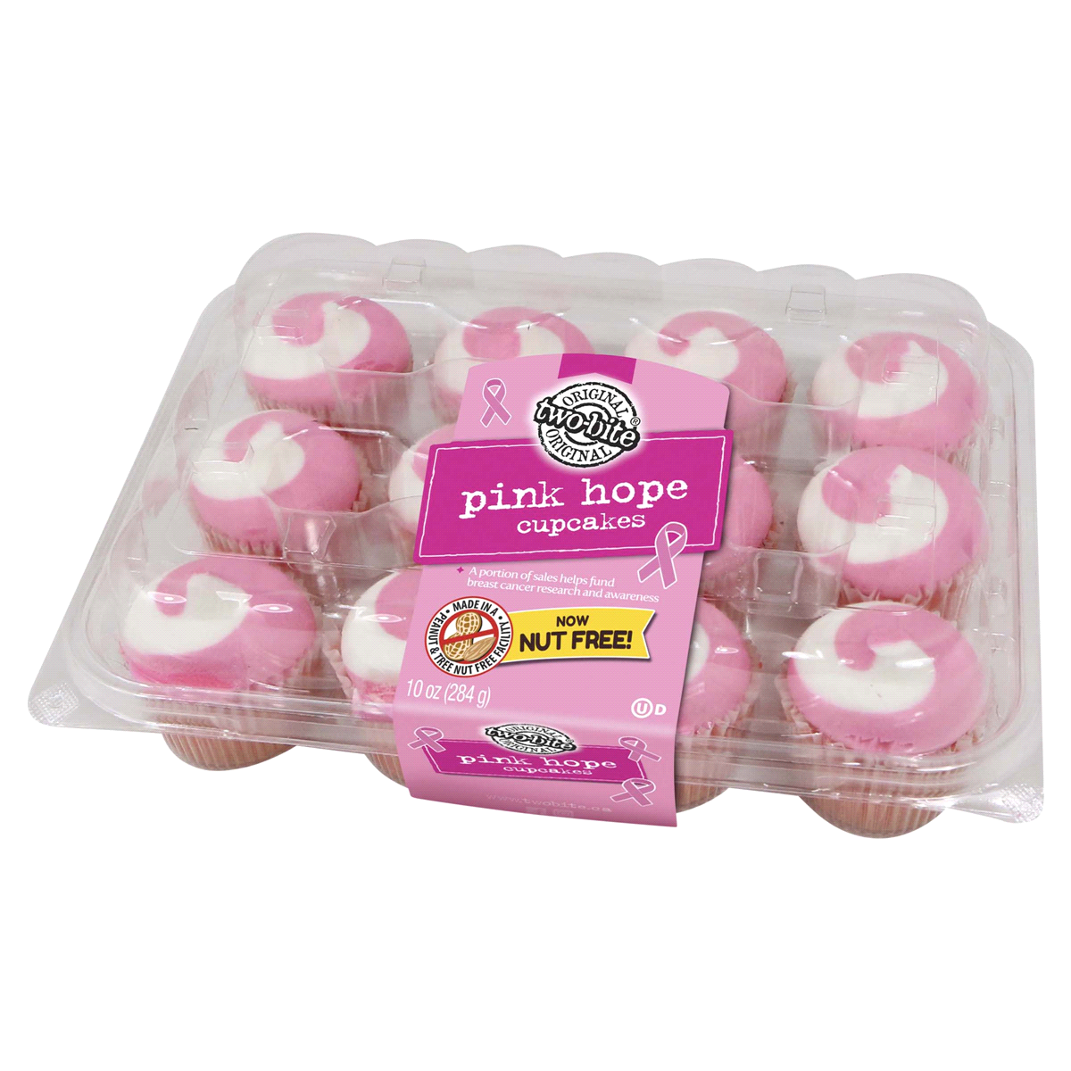 slide 1 of 1, two-bite Two Bite Pink Hope Mini Cupcakes /, 12 ct; 10 oz