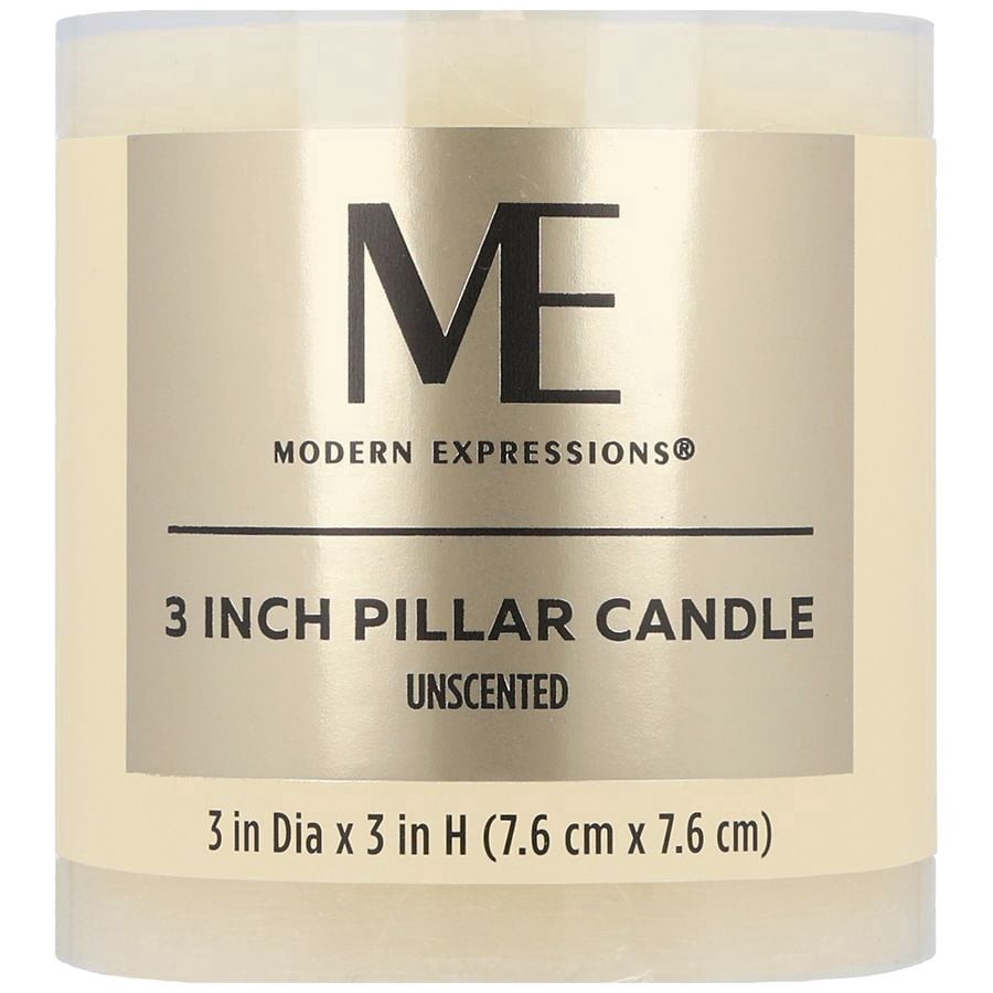 slide 1 of 5, Modern Expressions Pillar Candle Unscented, 3 Inch, 1 ct