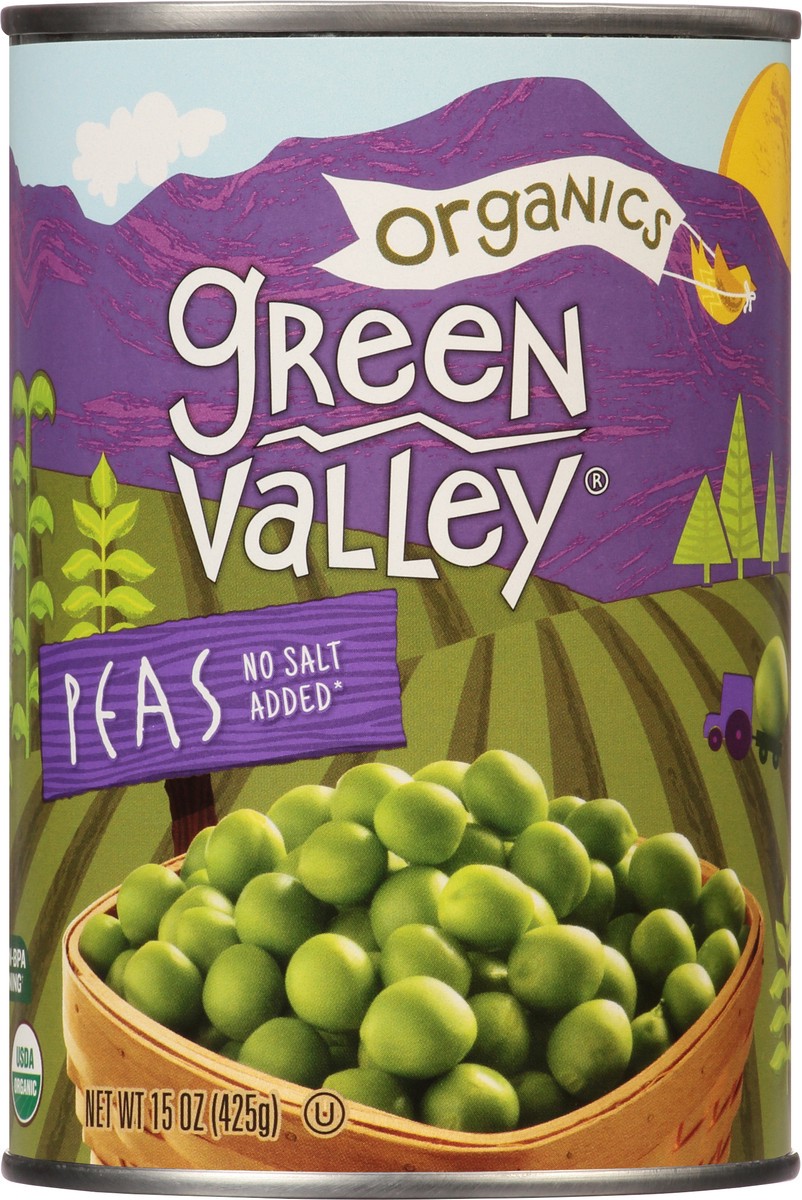 slide 5 of 7, Green Valley Organics Organic Peas, 15 oz