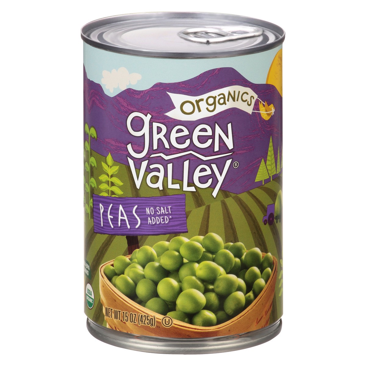 slide 1 of 7, Green Valley Organics Organic Peas, 15 oz