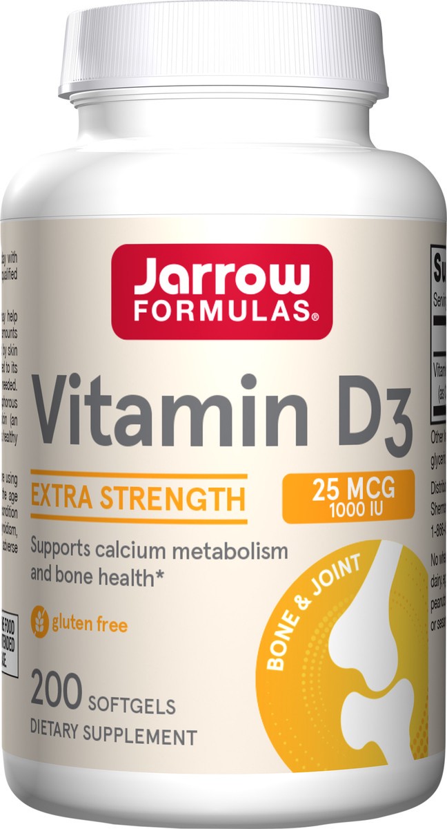 slide 2 of 4, Jarrow Formulas Vitamin D3 1000 IU - 200 Softgels - Bone Health, Immune Function & Calcium Metabolism Support - Dietary Supplement - 200 Servings , 200 ct