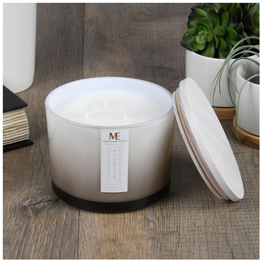 slide 2 of 4, Modern Expressions Scented Candle Coconut Water & Clementine, 12 oz