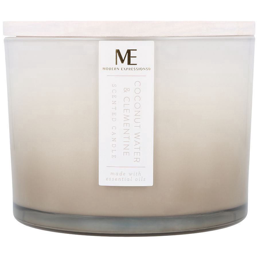 slide 1 of 4, Modern Expressions Scented Candle Coconut Water & Clementine, 12 oz