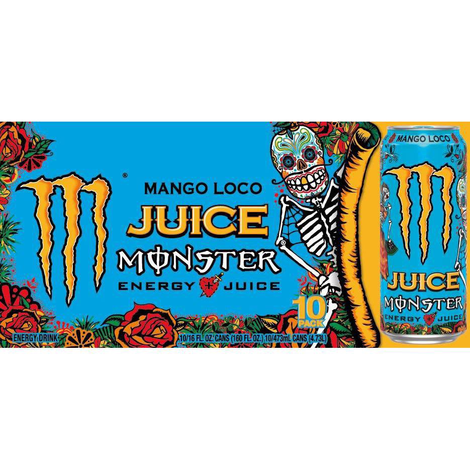 slide 1 of 3, Monster Energy Mango Loco, 10 ct; 16 fl oz