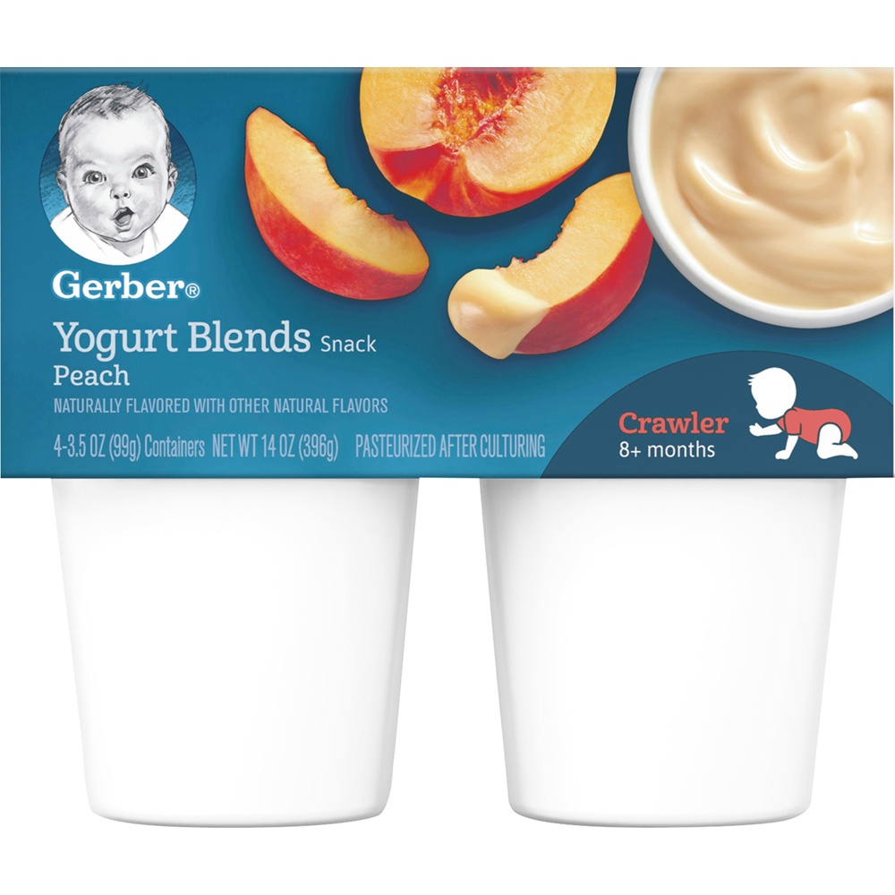 slide 1 of 6, Gerber Crawler Peach Yogurt Blends, 4 ct, 14 oz