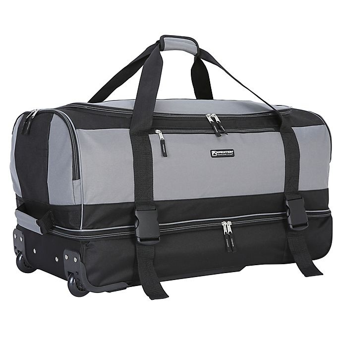 slide 4 of 8, Traveler's Club Luggage Traveler's Club XPedition Rolling Drop-Bottom Duffle Bag - Black/Grey, 30 in