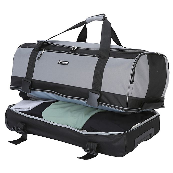 slide 2 of 8, Traveler's Club Luggage Traveler's Club XPedition Rolling Drop-Bottom Duffle Bag - Black/Grey, 30 in