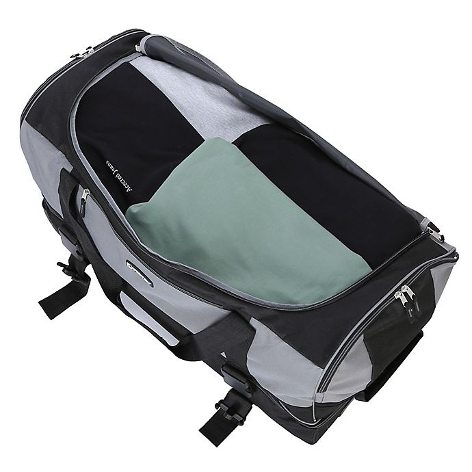 slide 7 of 8, Traveler's Club Luggage Traveler's Club XPedition Rolling Drop-Bottom Duffle Bag - Black/Grey, 30 in