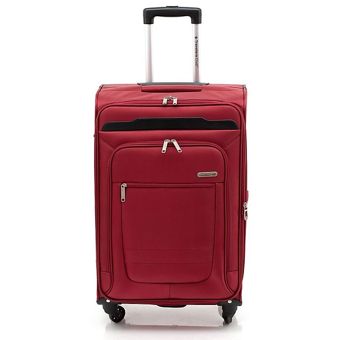 slide 2 of 7, Traveler's Club Luggage Traveler's Club Voyager II Spinner Checked Luggage - Red, 24 in