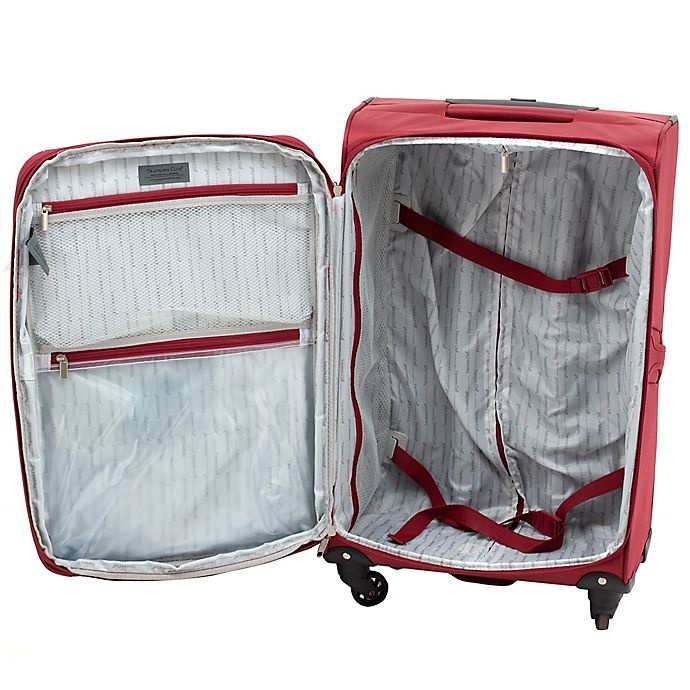 slide 7 of 7, Traveler's Club Luggage Traveler's Club Voyager II Spinner Checked Luggage - Red, 24 in