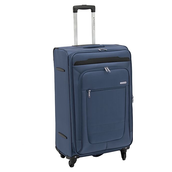 slide 2 of 7, Traveler's Club Luggage Traveler's Club Voyager II Spinner Checked Luggage - Navy, 28 in