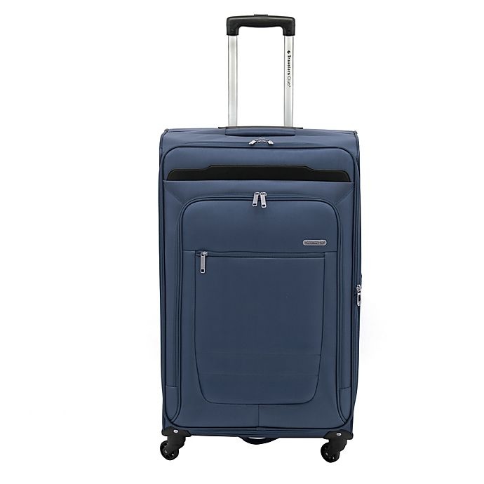 slide 3 of 7, Traveler's Club Luggage Traveler's Club Voyager II Spinner Checked Luggage - Navy, 28 in