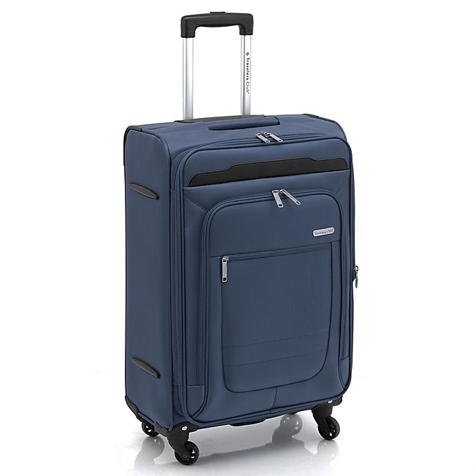 slide 3 of 8, Traveler's Club Luggage Traveler's Club Voyager II Spinner Checked Luggage - Navy, 24 in