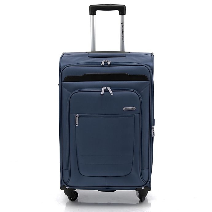 slide 4 of 8, Traveler's Club Luggage Traveler's Club Voyager II Spinner Checked Luggage - Navy, 24 in