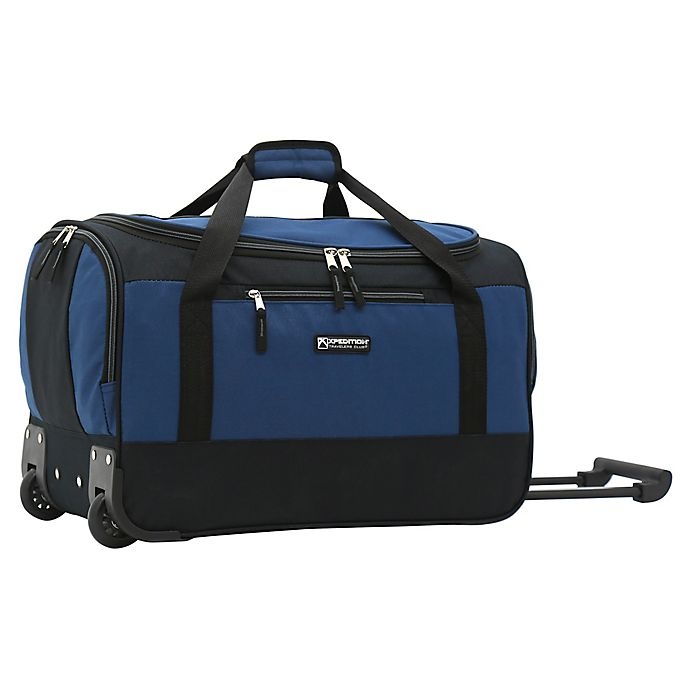 slide 3 of 7, Traveler's Club Luggage Traveler's Club XPedition Rolling Duffle Bag - Black/Navy, 20 in