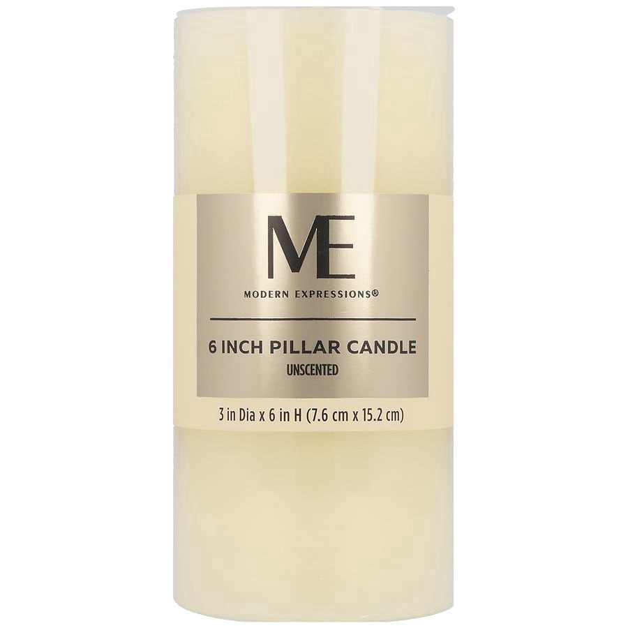 slide 1 of 5, Modern Expressions Pillar Candle Unscented, 6 Inch, 1 ct