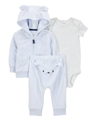 Carter's Baby 3-Piece Dog Little Cardigan Set - Blue Blue 3M