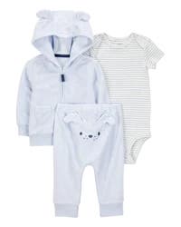 Carter's Baby 3-Piece Dog Little Cardigan Set - Blue Blue 3M