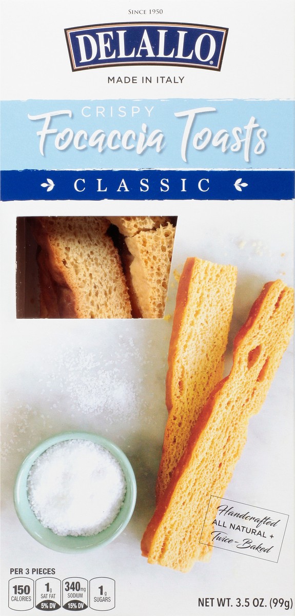 slide 7 of 17, Delallo Focaccia Toasts Classic 3.5 Oz, 3.5 oz