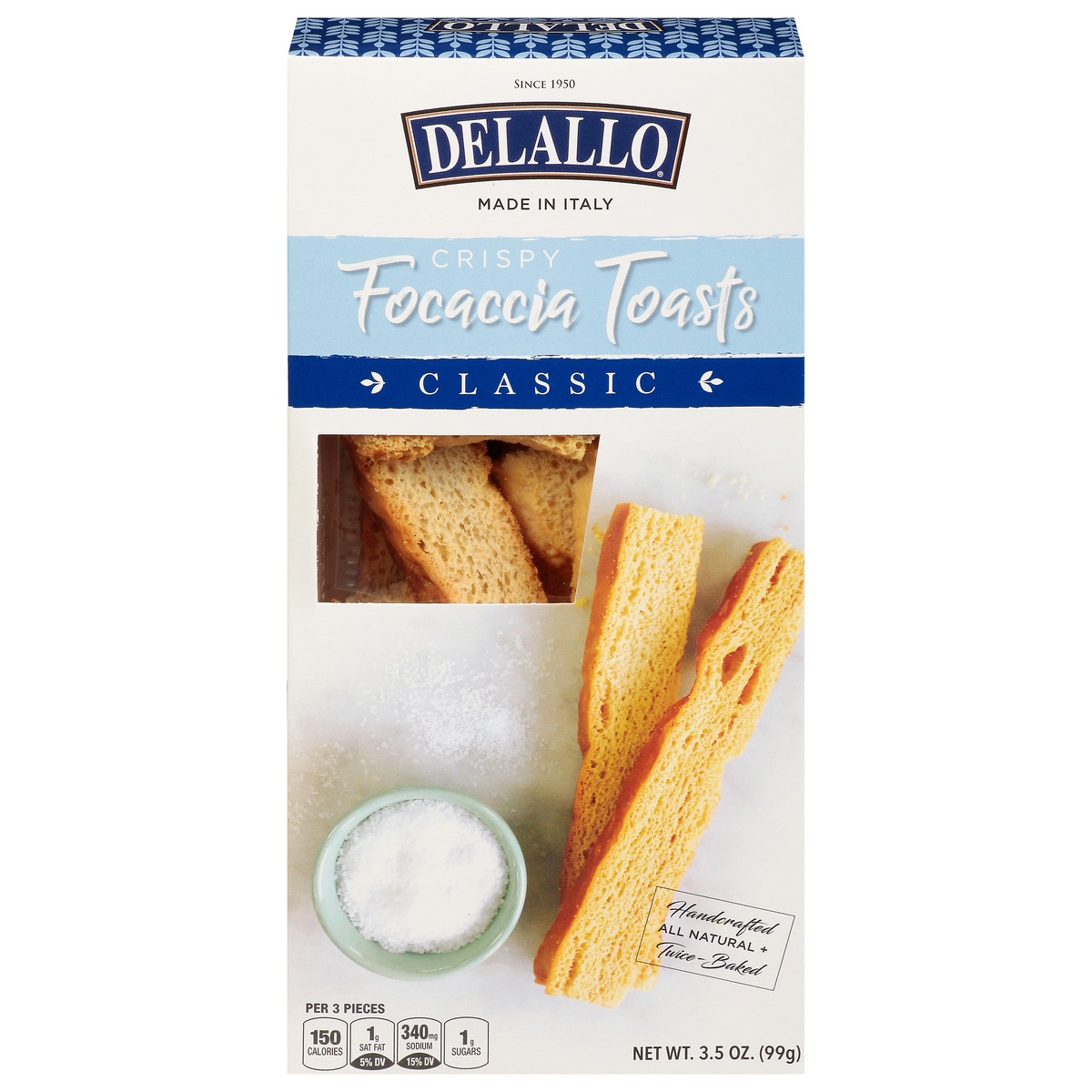 slide 1 of 1, DeLallo Focaccia Toasts Classic, 3.5 oz