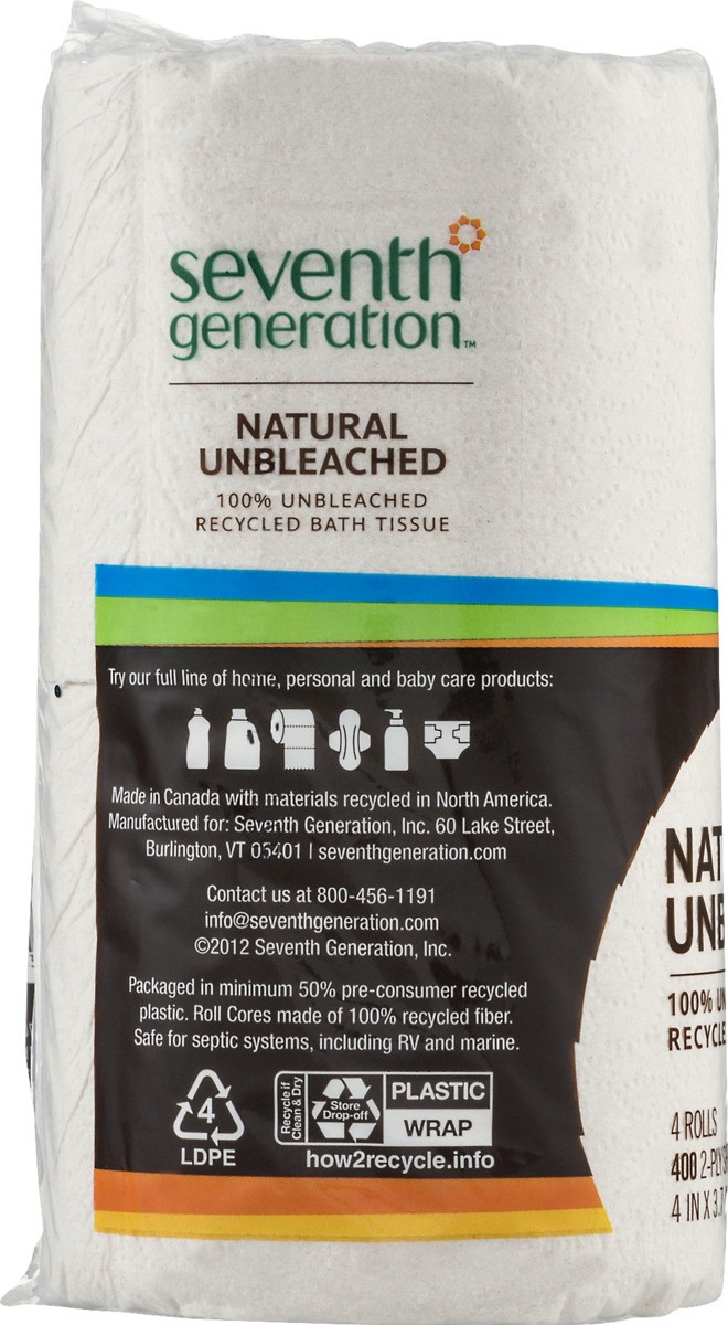 slide 2 of 9, Seventh Generation Natural Unbleached 100% Unbleached Recycled Bathroom Tissue, 4 ct