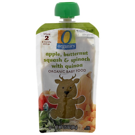 slide 1 of 1, O Organics Organic Baby Food Stage 2 Apple Butternut Squash & Spinach With Quinoa, 3.5 oz