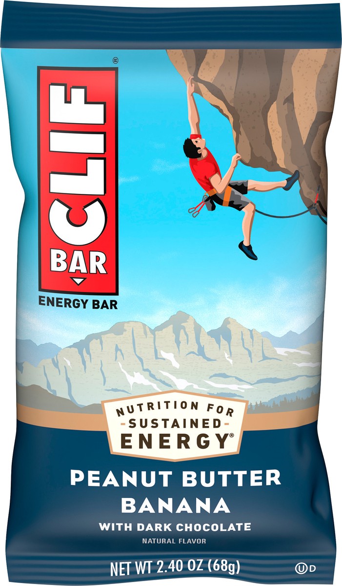 slide 3 of 9, CLIF BAR - Peanut Butter Banana with Dark Chocolate Flavor - Made with Organic Oats - Energy Bars - Non-GMO - Plant Based Protein Bars (1 Count), 2.4 oz