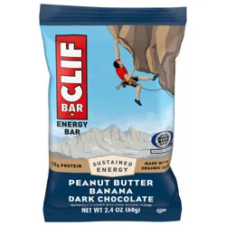 CLIF BAR - Peanut Butter Banana with Dark Chocolate Flavor - Made with Organic Oats - Energy Bars - Non-GMO - Plant Based Protein Bars (1 Count)
