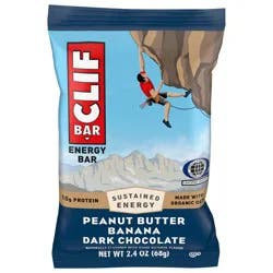 CLIF BAR - Peanut Butter Banana with Dark Chocolate Flavor - Made with Organic Oats - Energy Bars - Non-GMO - Plant Based Protein Bars (1 Count)