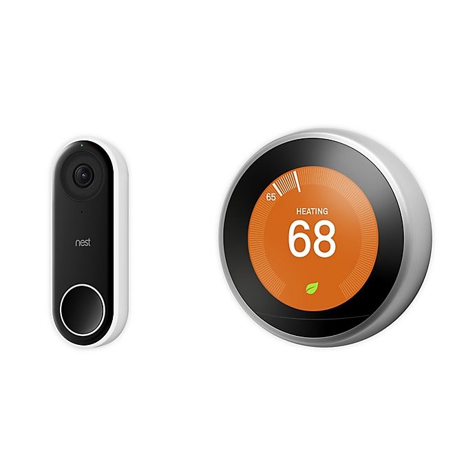 slide 1 of 1, Google Nest Learning Thermostat and Hello Doorbell Bundle - Silver, 1 ct