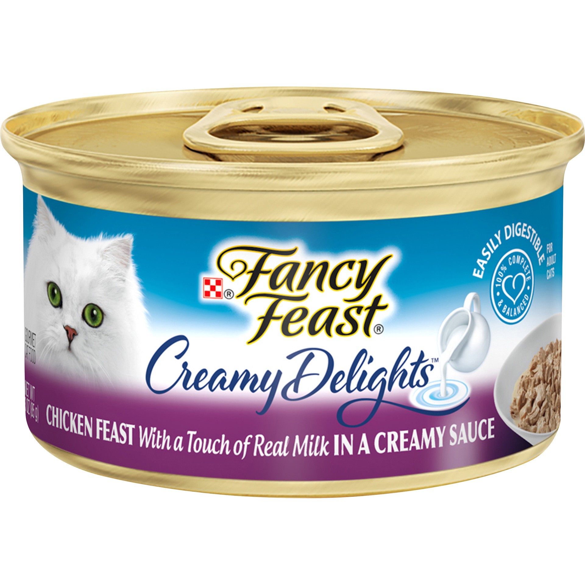 slide 1 of 9, Fancy Feast Purina Fancy Feast Pate Wet Cat Food, Creamy Delights Chicken Feast in a Creamy Sauce, 3 oz