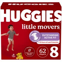 Huggies Little Movers Baby Diapers, Size 8 (46+ lbs)