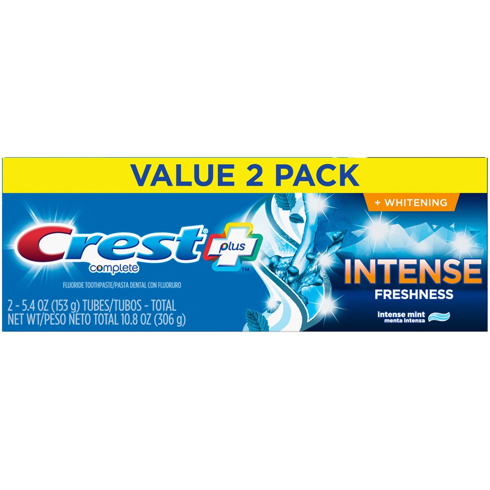slide 1 of 1, Crest Intense Freshness Complete Whitening Toothpaste, 5.4 oz; 2 ct