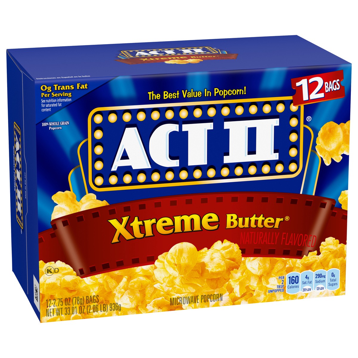 slide 6 of 8, ACT II Microwave Popcorn Xtreme Butter, 12 ct