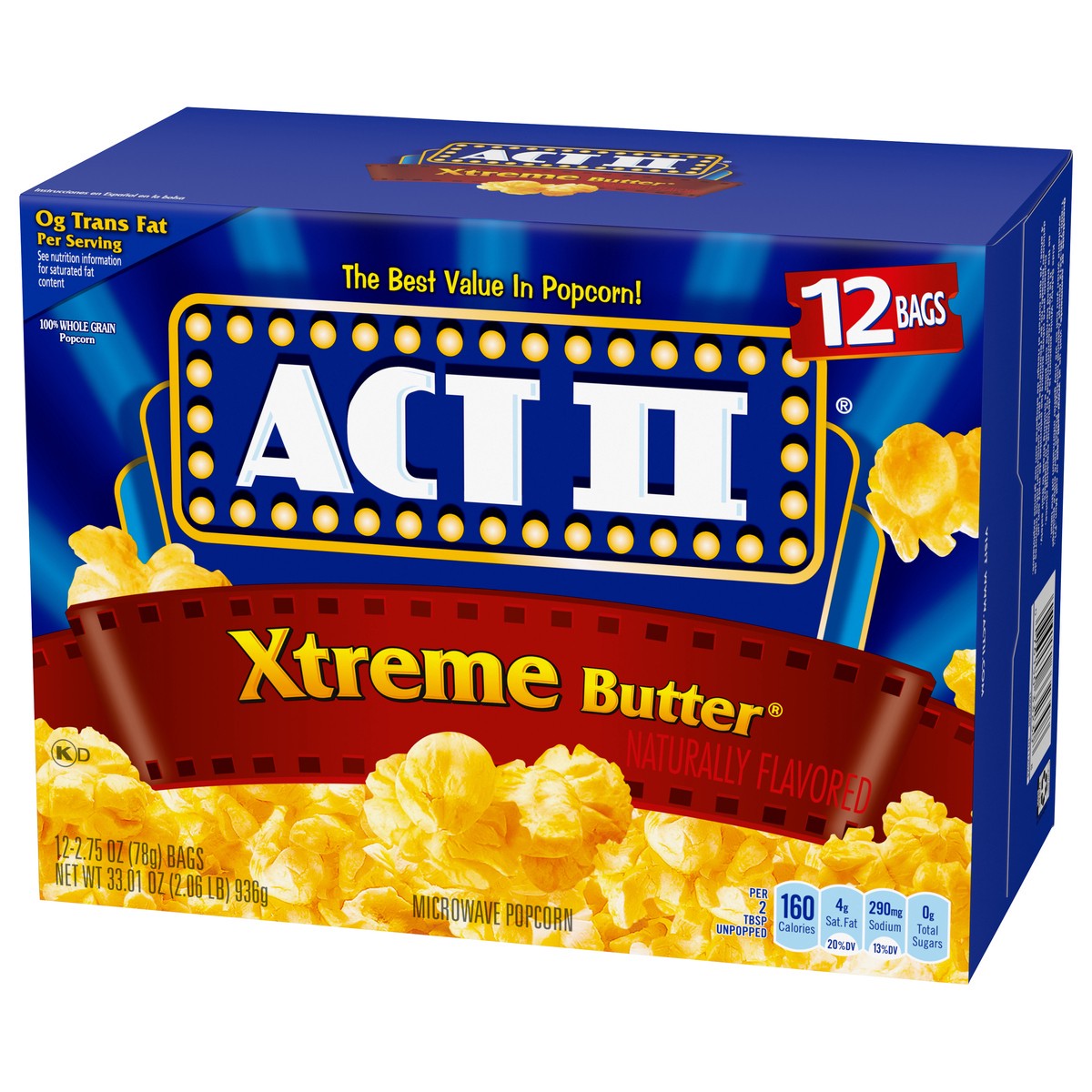 slide 5 of 8, ACT II Microwave Popcorn Xtreme Butter, 12 ct