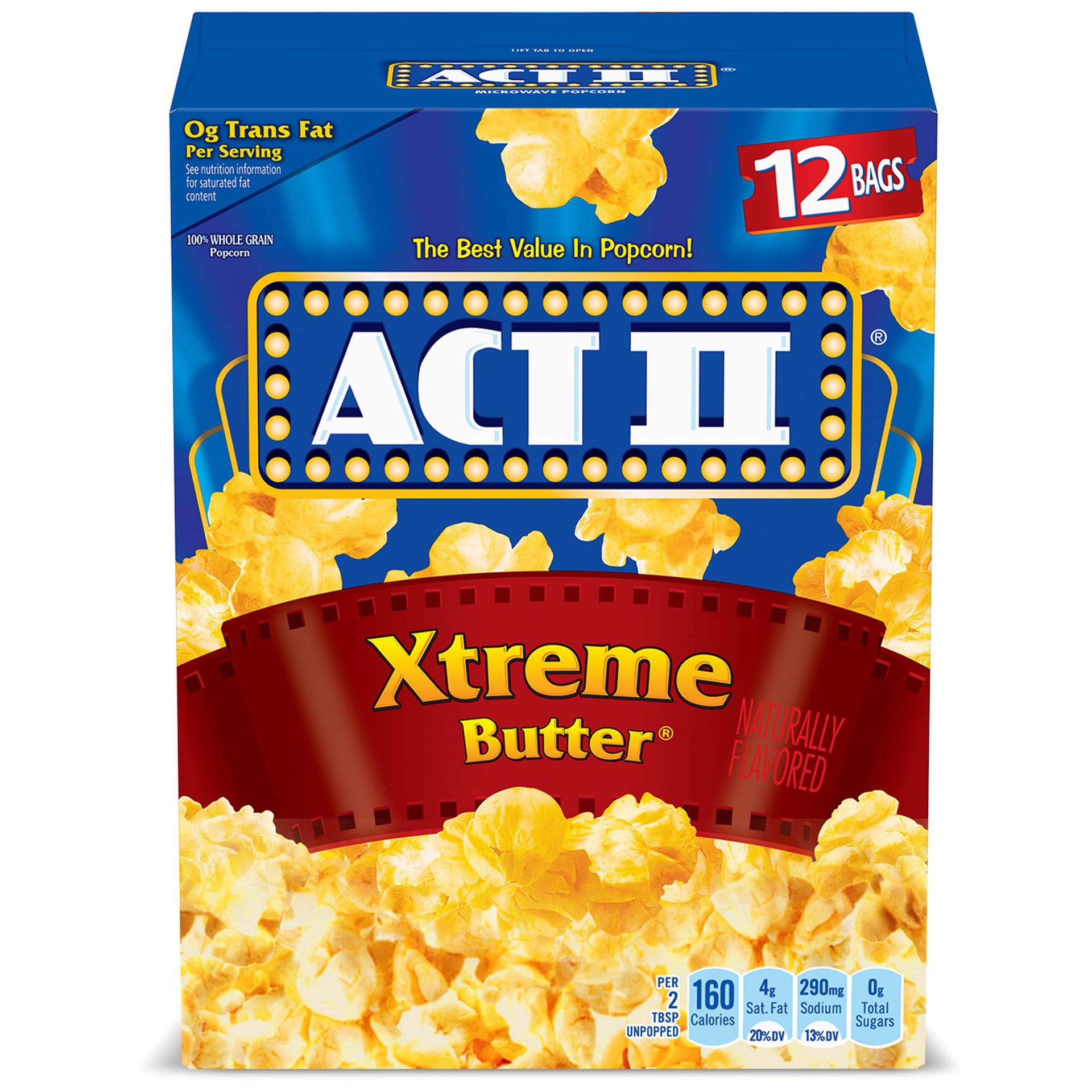 slide 1 of 8, ACT II Microwave Popcorn Xtreme Butter, 12 ct