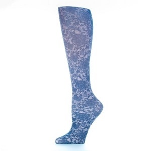 slide 1 of 1, Celeste Stein Navy Lace 8-15 Mmhg Compression Socks, 1 ct