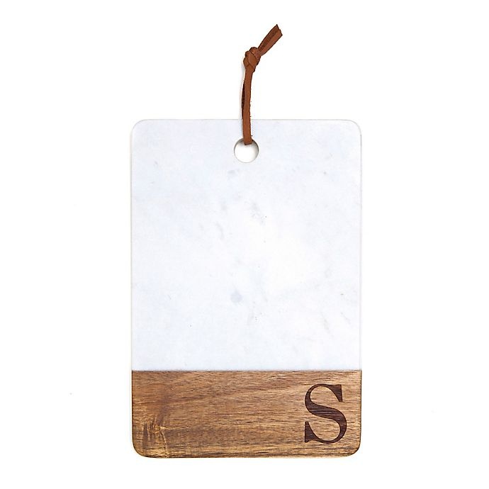 slide 1 of 2, Artisanal Kitchen Supply Monogram Letter S'' Marble and Acacia Wood Paddle Board'', 1 ct