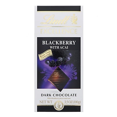 slide 1 of 1, Lindt Excellence Blackberry with Acai Dark Chocolate, 3.5 oz