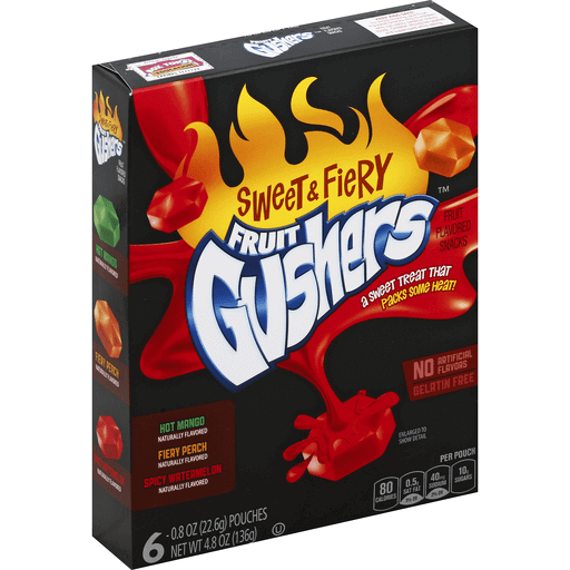 slide 1 of 3, Fruit Gushers Sweet & Fiery Fruit Flavored Snacks, 6 ct; 4.8 oz