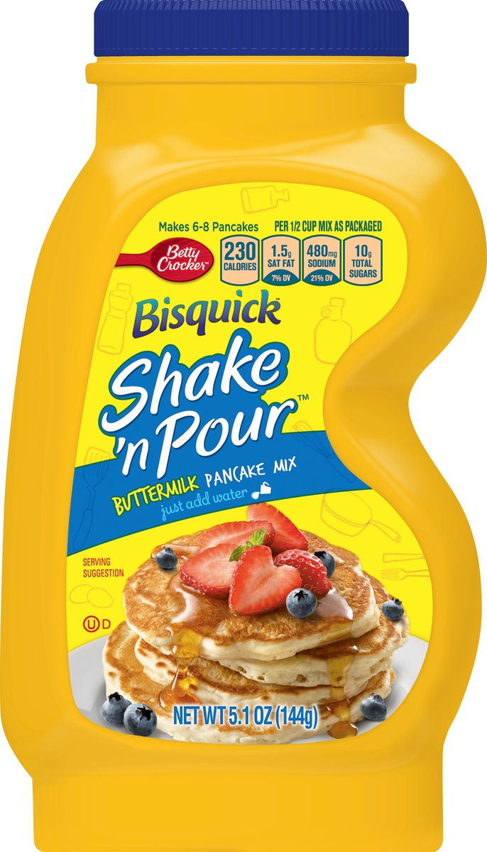 slide 9 of 10, Betty Crocker Bisquick Shake 'n Pour Buttermilk Pancake Mix, 5.1 oz., 5.1 oz