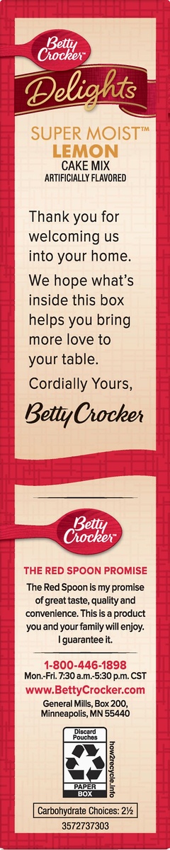 slide 7 of 10, Betty Crocker Super Moist Lemon Cake Mix, 15.25 oz, 15.25 oz