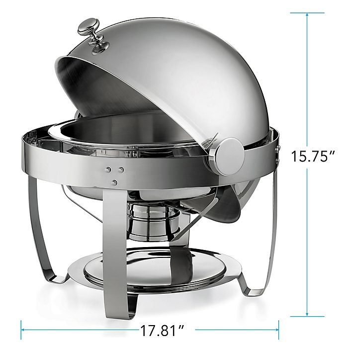 slide 2 of 4, Tramontina Round Stainless Steel Chafing Dish with Roll-Top Lid, 6 qt