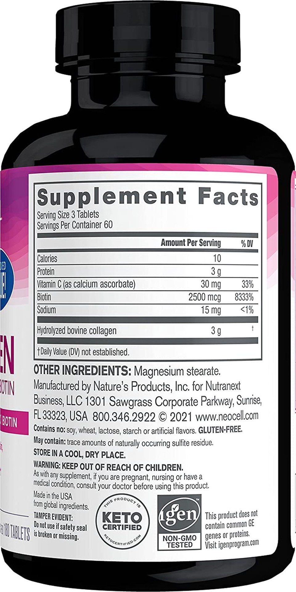 slide 2 of 3, NeoCell Super Collagen + Vitamin C & Biotin 180 Tablets, 1 ct