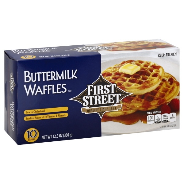 slide 1 of 1, First Street Buttermilk Waffles, 12.3 oz