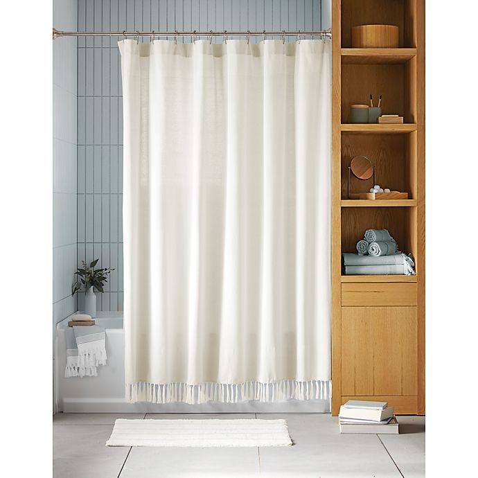 slide 1 of 1, Haven Yarn Dyed Organic Cotton Shower Curtain - Coconut Milk, 72 in x 72 in