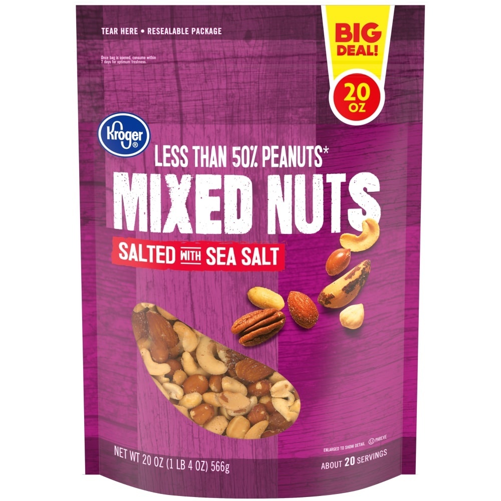 slide 1 of 1, Kroger Salted Mixed Nuts, 20 oz