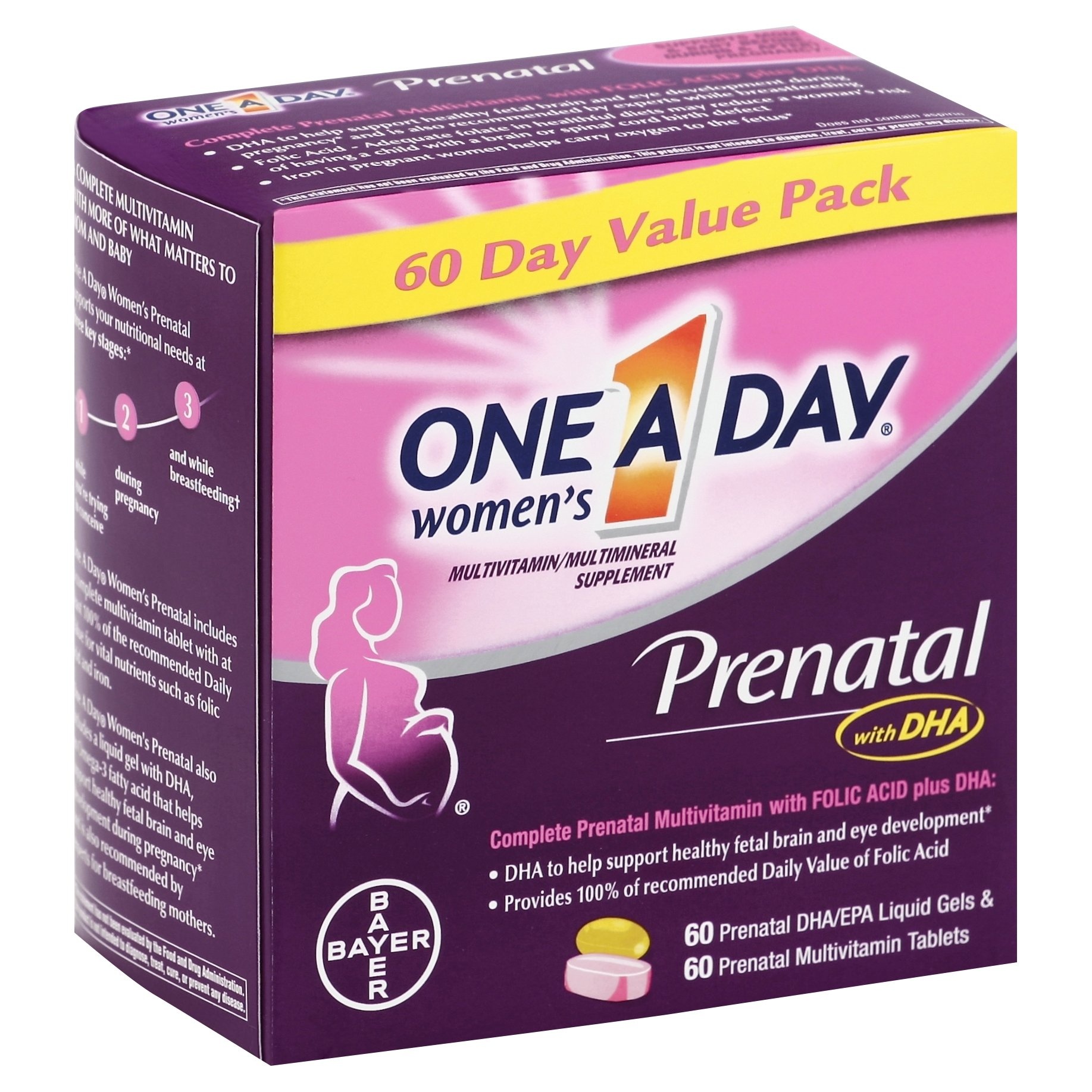 slide 1 of 5, One A Day Prenatal Dha Multivitamin Dietary Supplement Liquid Gels and Tablets, 120 ct