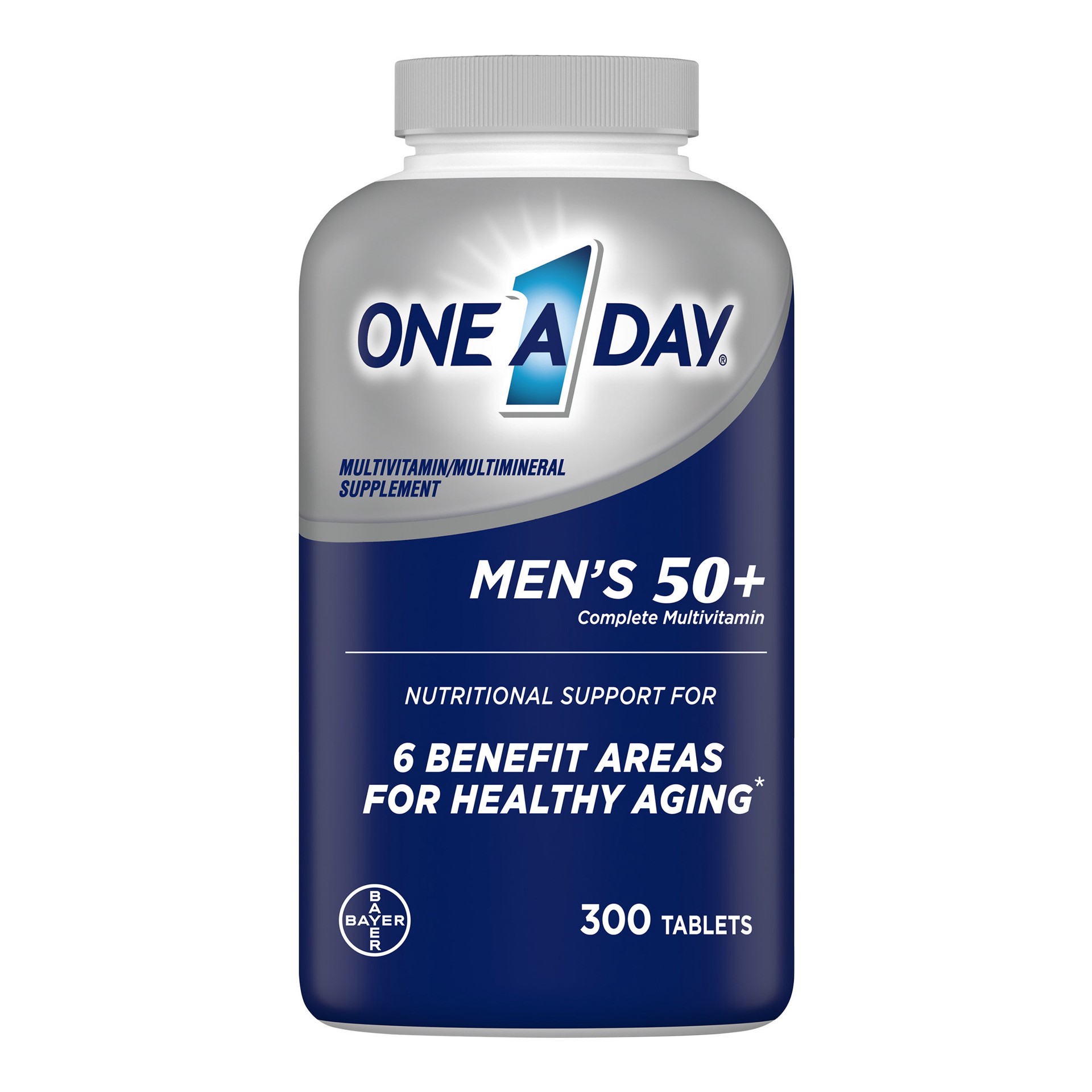 slide 1 of 2, One A Day Men's 50+ Multivitamin Tablets, 300 count, 