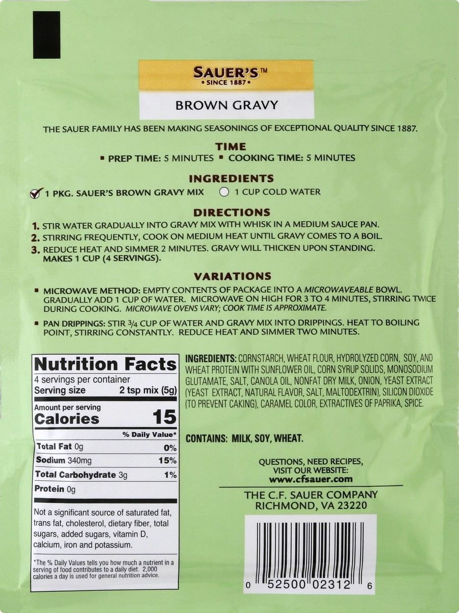 slide 4 of 9, Sauer's Brown Gravy Mix 0.75 oz, 0.75 oz
